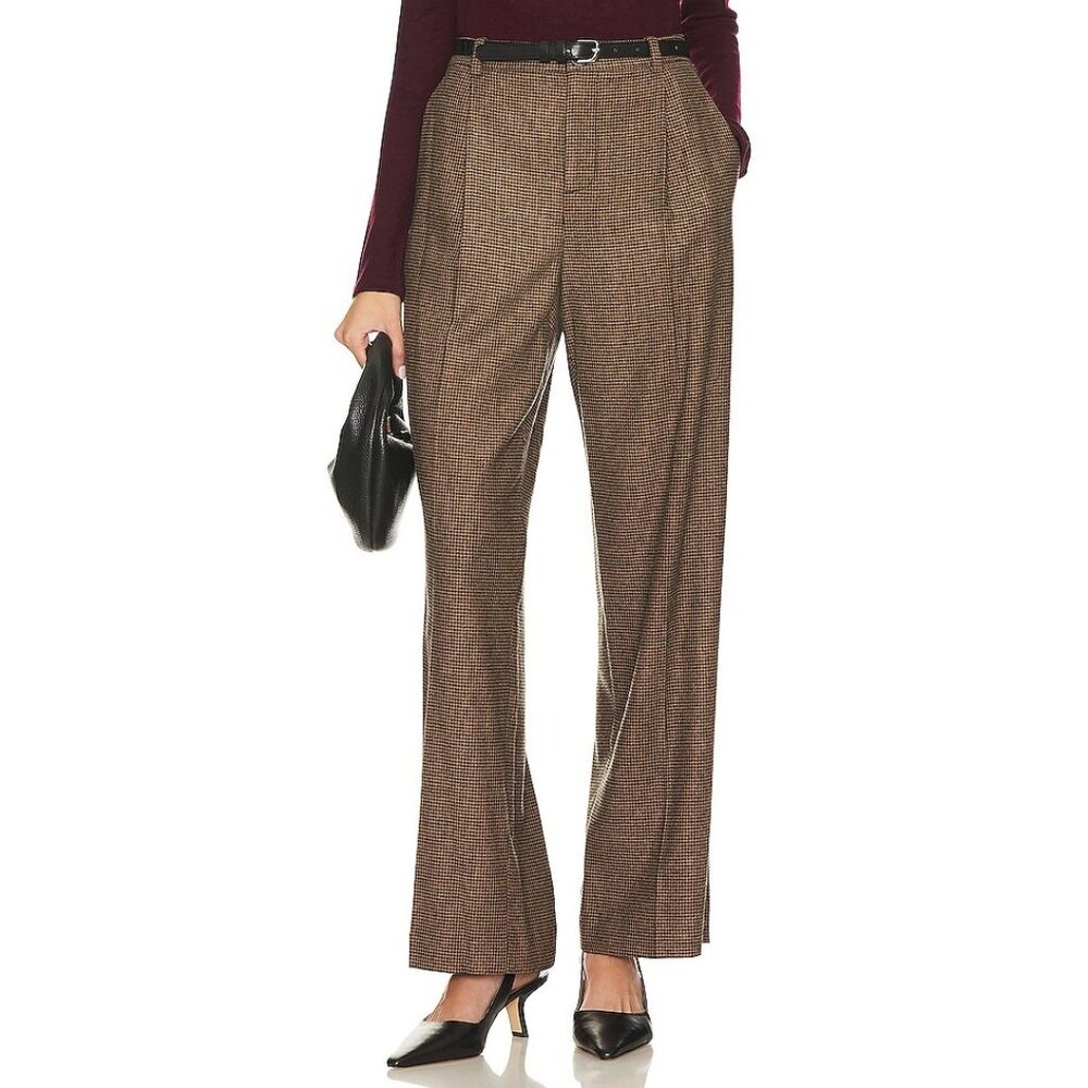 Vince Houndstooth Pleat Front Pant in Black/Camel Size 10